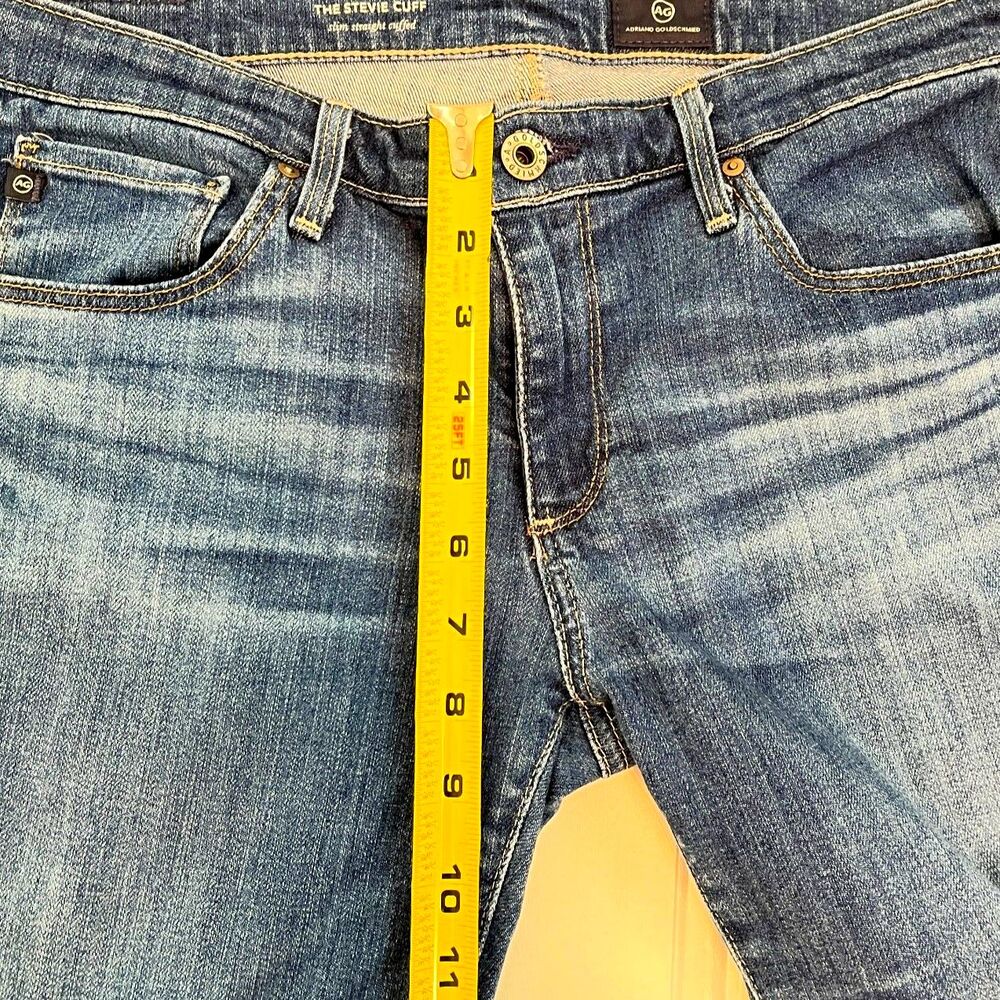 AG × Anthropologie Stevie Low‑Rise Slim Straight Cuffed Ankle Jeans Size 29 - Picture 9 of 11